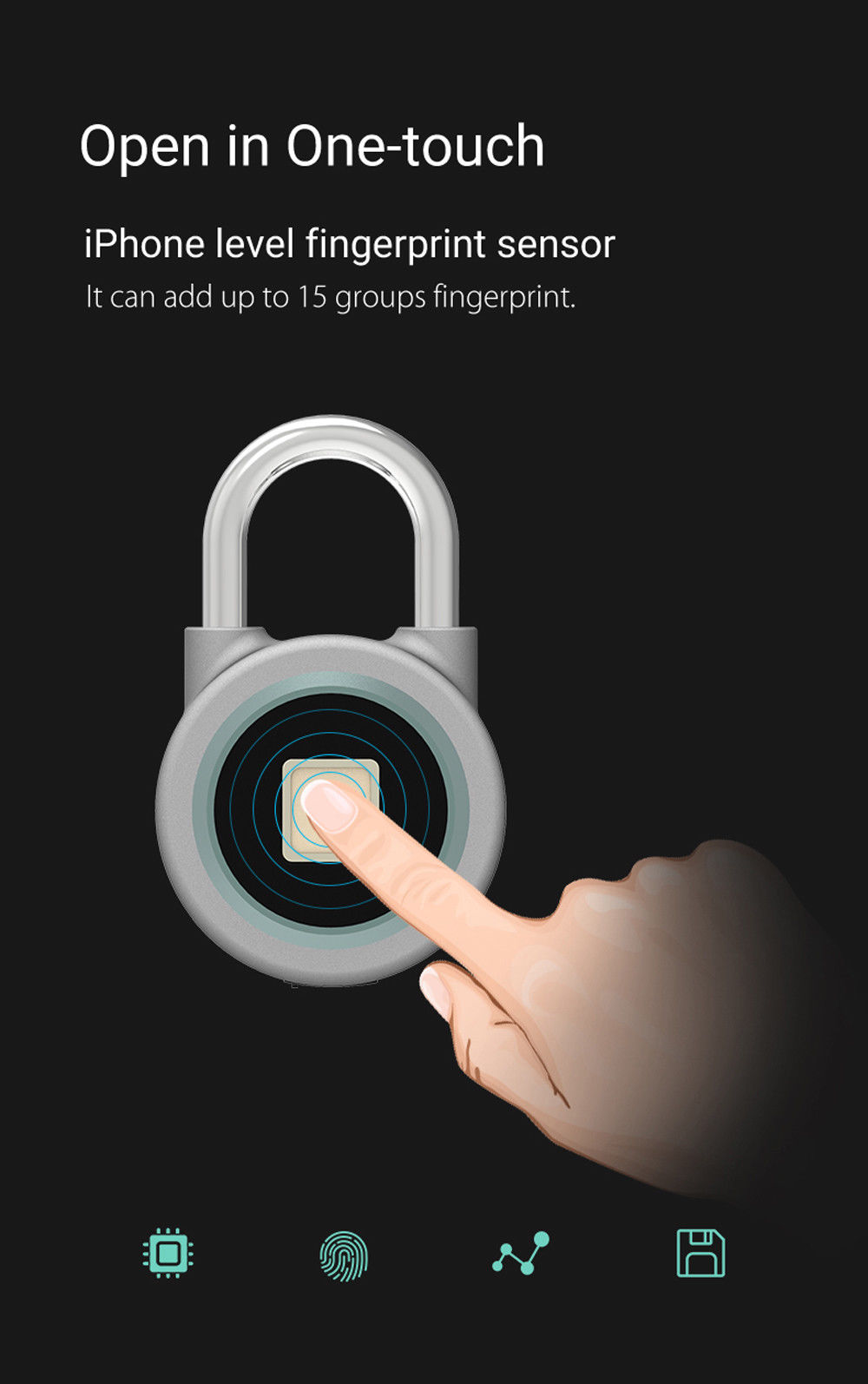 Keyless Touch Padlock Fingerprint Unlock Main 6